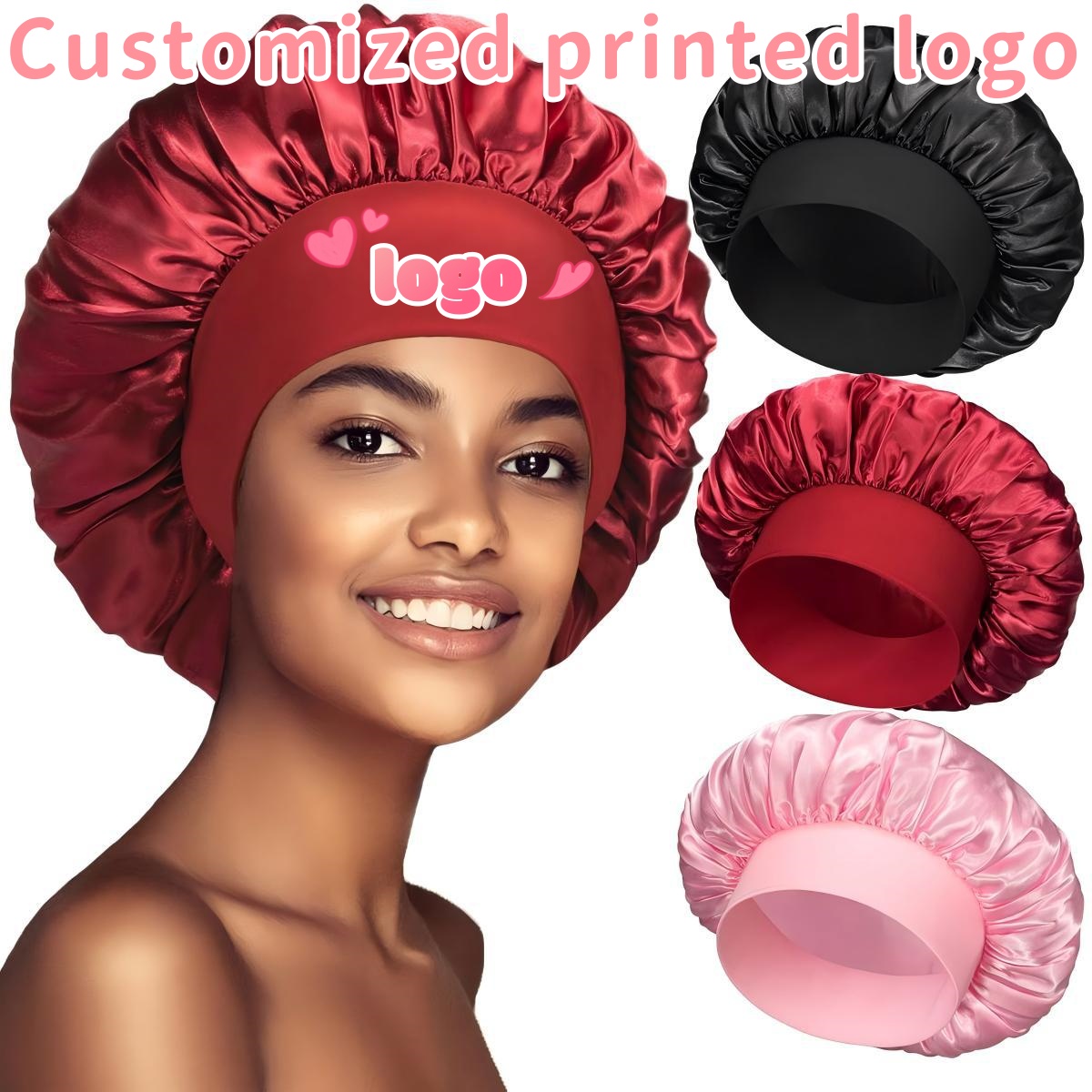 Hair Care Logo - Customized Printed Logo New Women's Satin