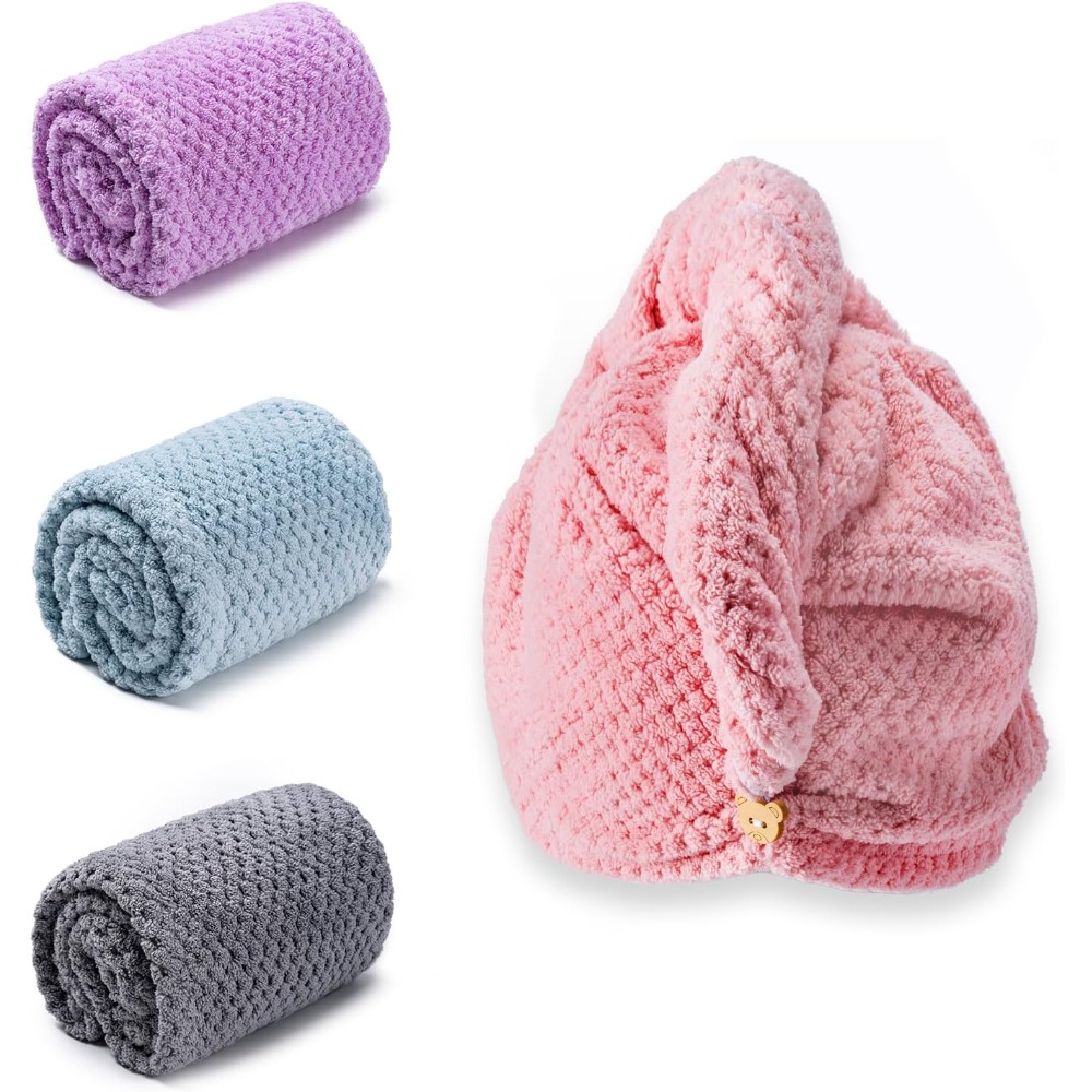 Microfiber Hair Towel Wrap 4 P - Hair Care For Curly Dry Hair ulasan dan harga